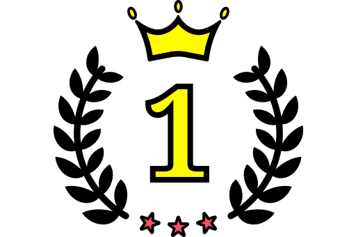 王冠をかぶった「1」の数字が強調されたランキング1位のイラスト